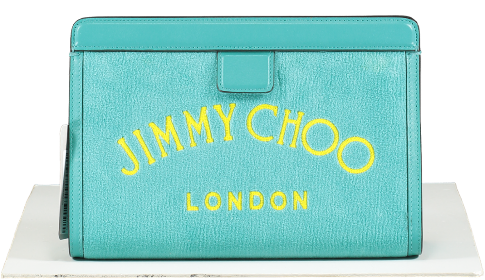 Jimmy Choo Blue Varenne Pouch Clutch Bag Malibu/gold BNWT