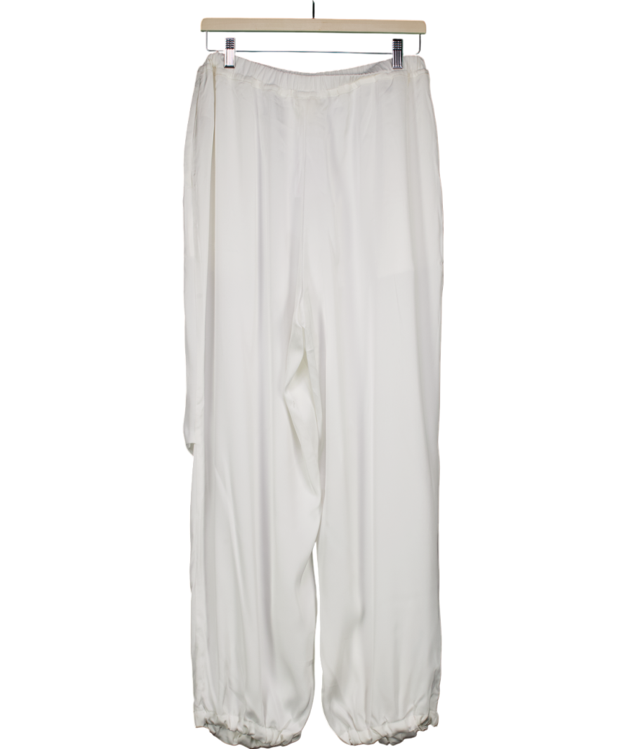 Anthropologie White Maeve Silky Drawstring Parachute Trousers UK S