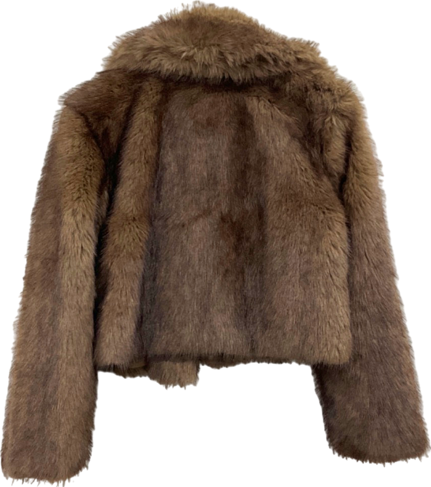 River Island Brown Faux Fur Jacket UK M