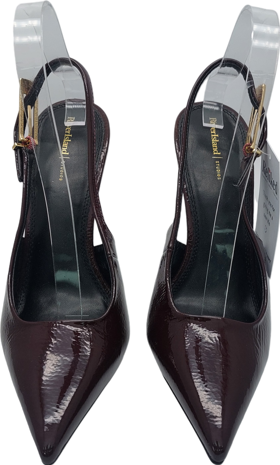 River Island Red Patent Sling Back Stilletoe Pumps UK 7 EU 40 👠