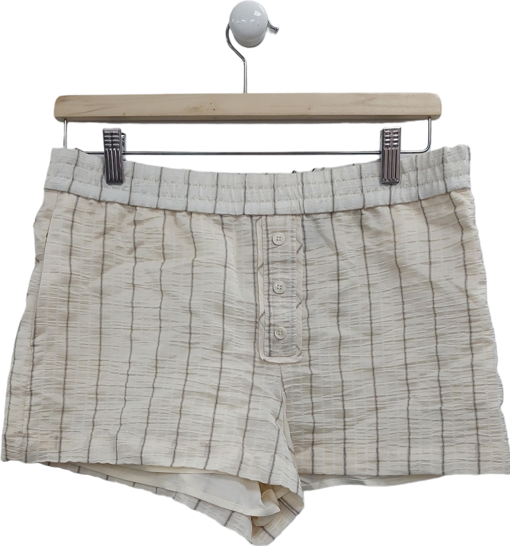 ZARA Cream Striped Elastic Waisted Shorts UK S