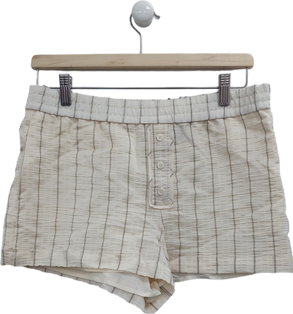 ZARA Cream Striped Elastic Waisted Shorts UK S