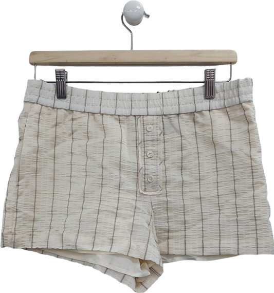 ZARA Cream Striped Elastic Waisted Shorts UK S