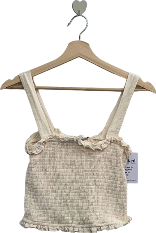 Michelle Keegan Cream Smocked Crop Top UK 10