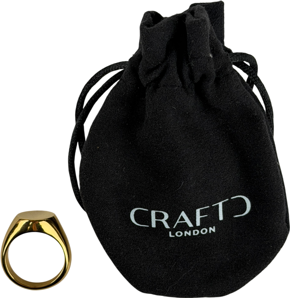 CRAFTD LONDON 18k yellow gold plated Round Signet Ring SIZE Q