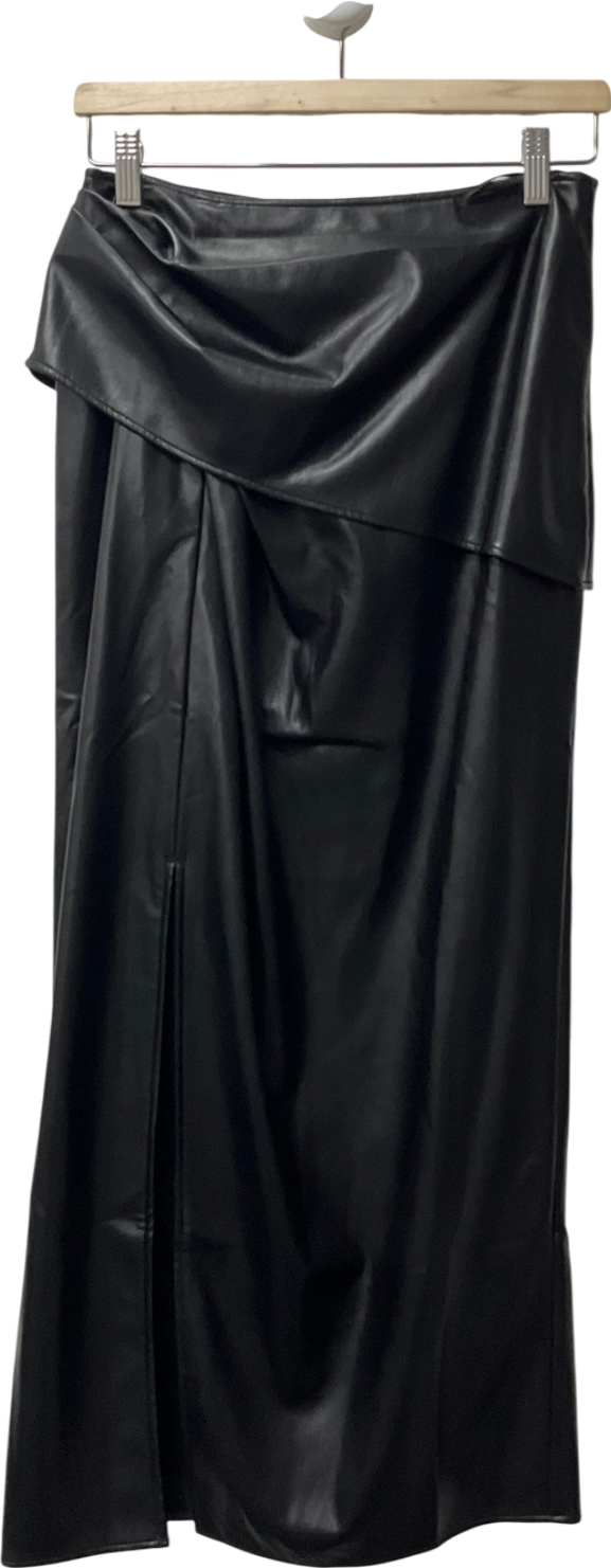 Fabrique x Victoria Chan Black Leona Pleated Slit Skirt In Vegan Leather UK S