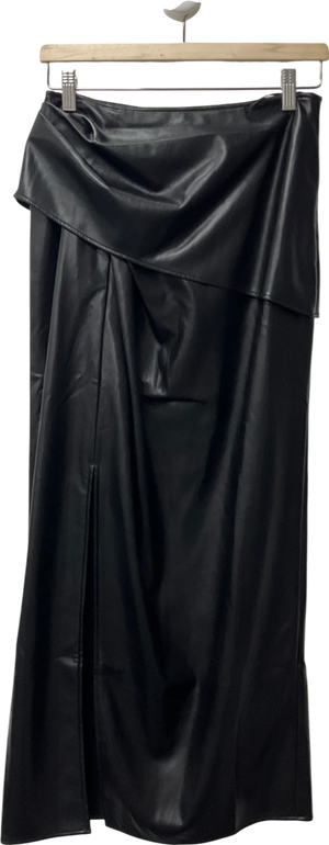 Fabrique x Victoria Chan Black Leona Pleated Slit Skirt In Vegan Leather UK S