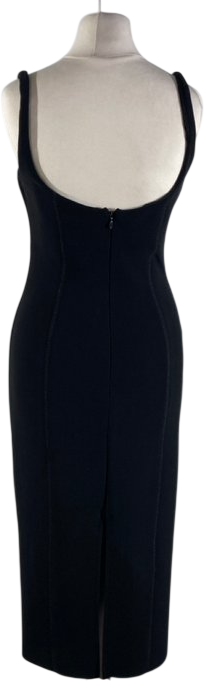 BEC + BRIDGE Zoey Black Sweetheart Neckline Midi Dress UK 10