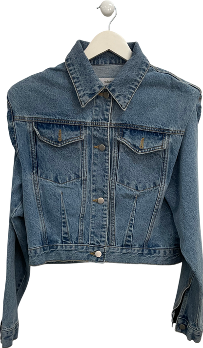 storets Blue Padded Shoulder Denim Jacket UK S/M