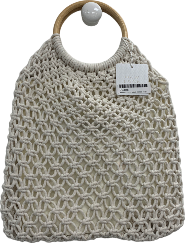 New Look White Crochet Circle Handle Bag