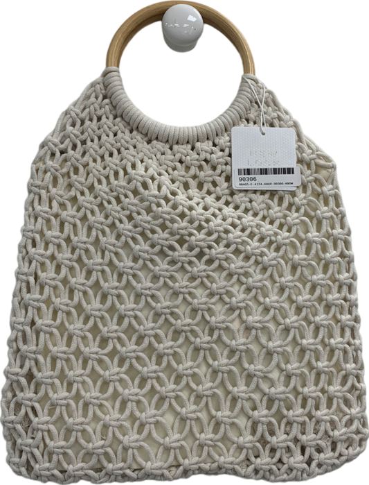 New Look White Crochet Circle Handle Bag