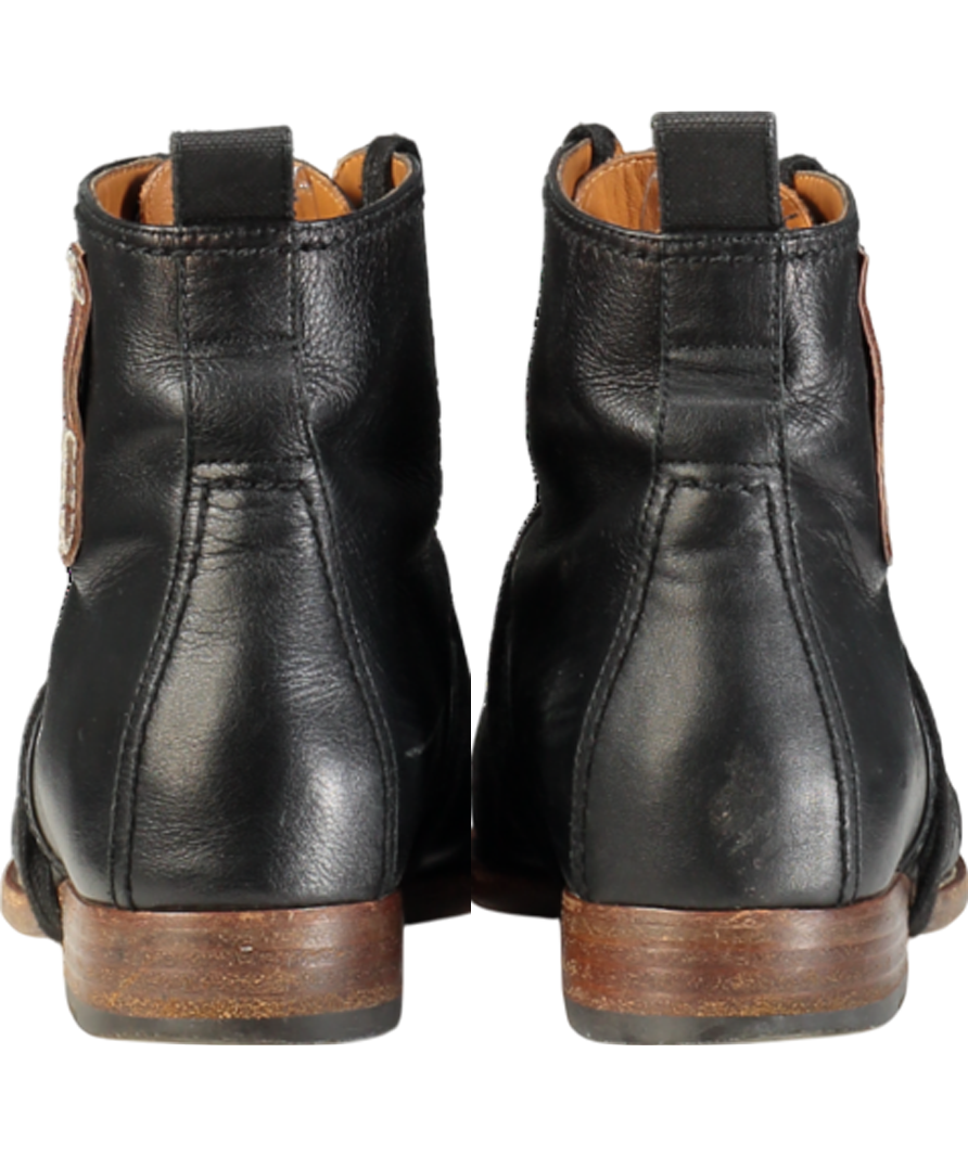 Chanel Black 2014 Interlocking CC Logo Lace-up Boots UK 5 EU 38 👠