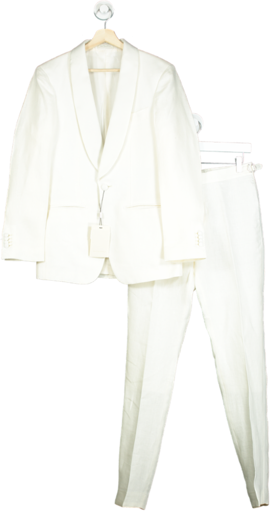 Suitsupply Off White Havana Shawl 2-piece Pure Linen Tuxedo Suit / Dinner Suit EU 44/UK 34