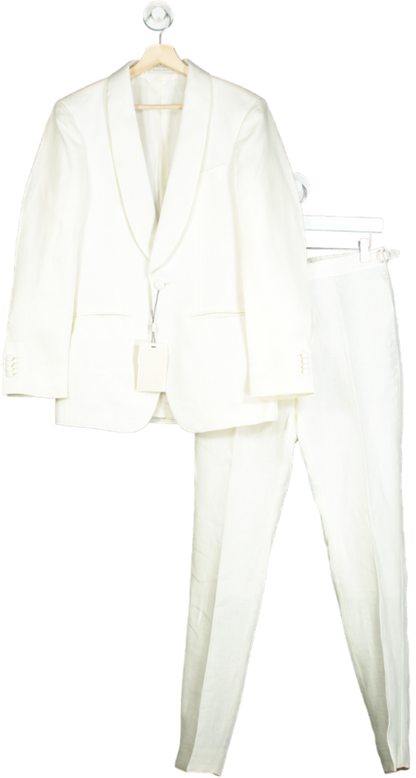 Suitsupply Off White Havana Shawl 2-piece Pure Linen Tuxedo Suit / Dinner Suit EU 44/UK 34