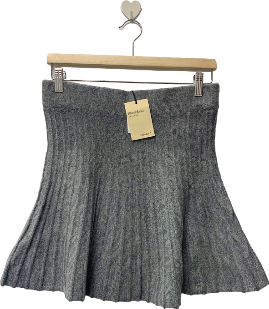 River Island Grey Relaxed Pleated Skirt UK M