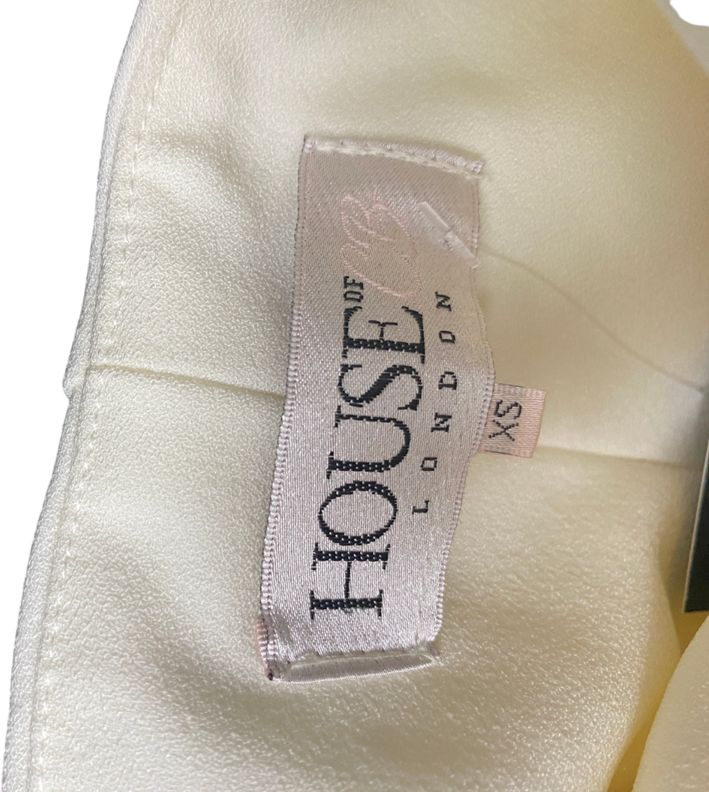 House of CB Cream Uma Fold Front Mini Dress UK XS