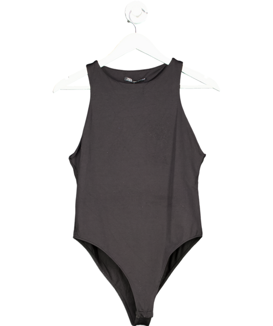 ZARA Black Gathered Polyamide Bodysuit UK M