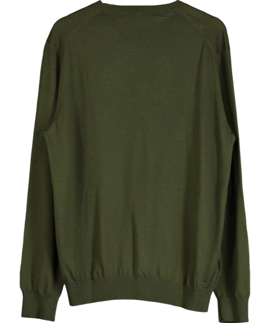 MANGO Green Merino Wool Washable jumper UK L