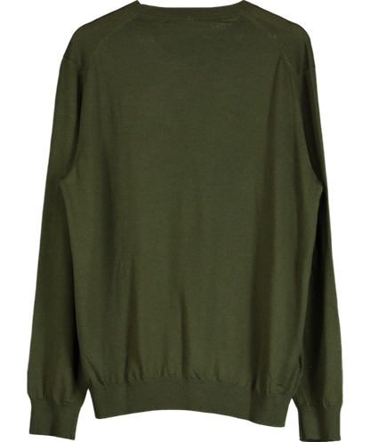 MANGO Green Merino Wool Washable jumper UK L