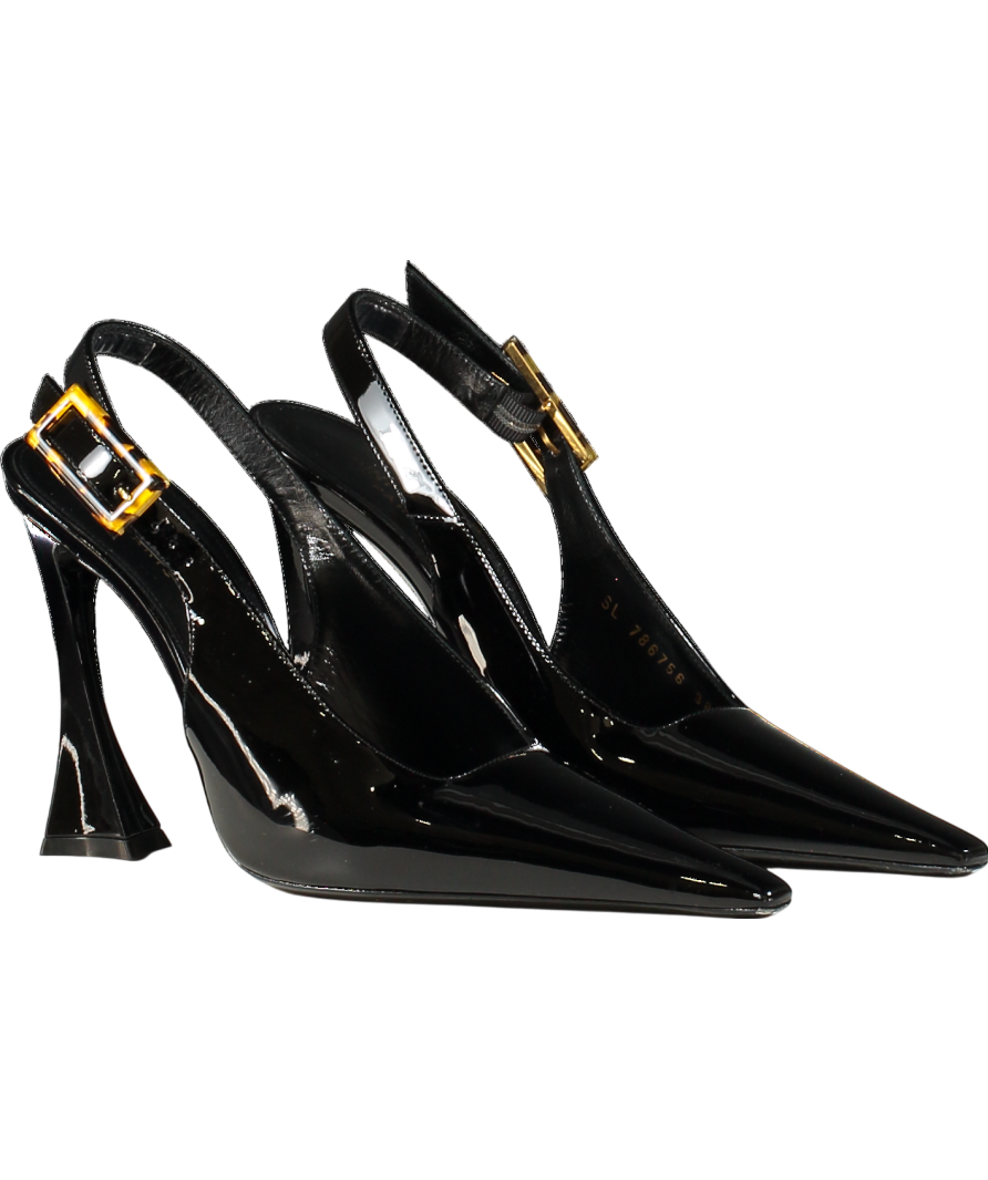 Saint Laurent Black Leather Dune Heeled Slingbacks 110 UK 5 EU 38 👠