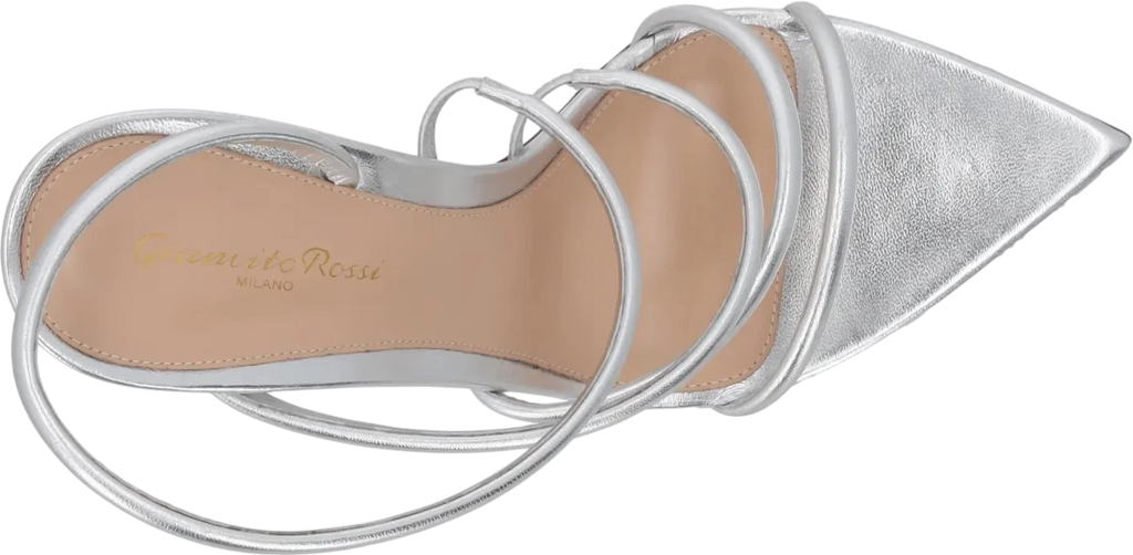 GIANVITO ROSSI Ettie 105 Metallic Silver Leather Sandals UK 7 EU 40