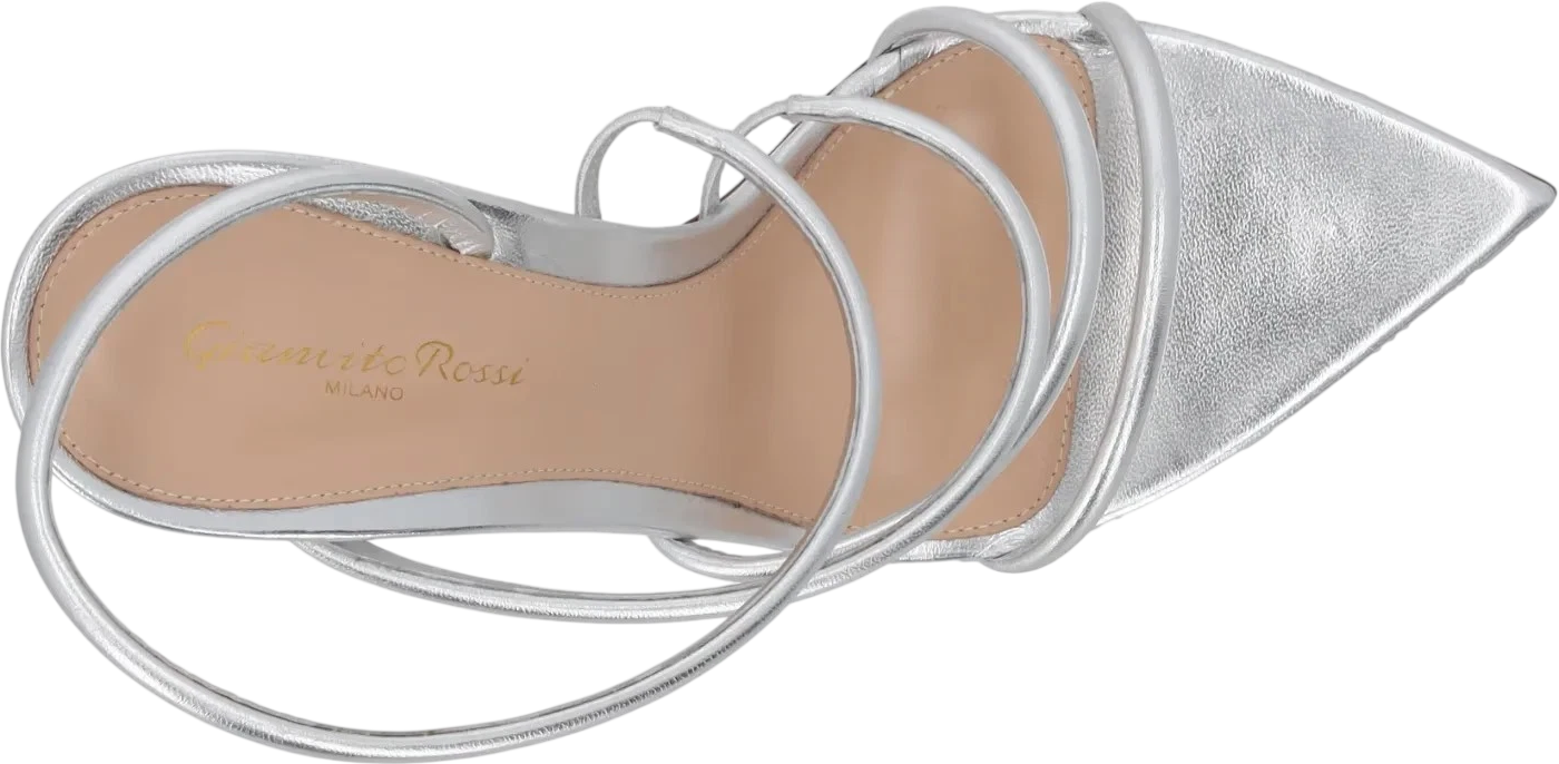 GIANVITO ROSSI Ettie 105 Metallic Silver Leather Sandals UK 7 EU 40
