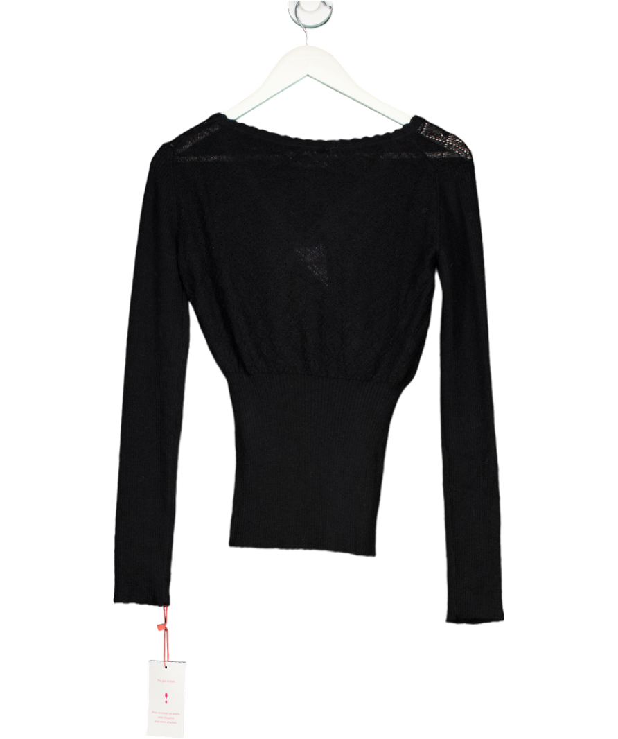 Rouje Paris Black Zoeline Wrap Over Sweater Top UK 8