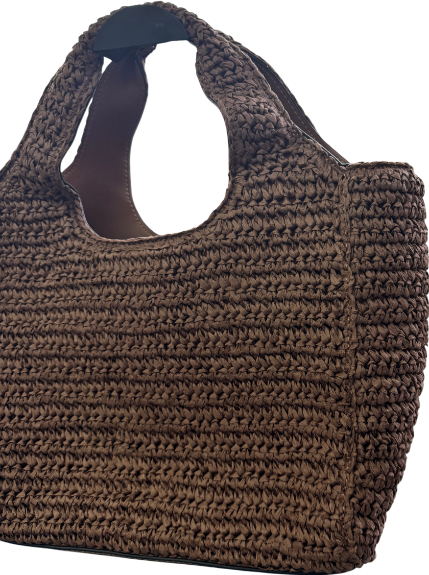 M&S Brown Straw Top Handle Bag One Size