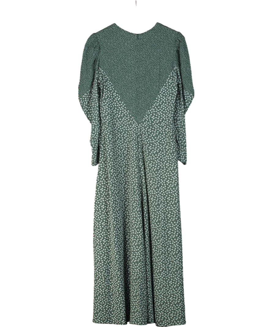 See by Chloé Green Paneled Printed Crepe Maxi Dress UK 10
