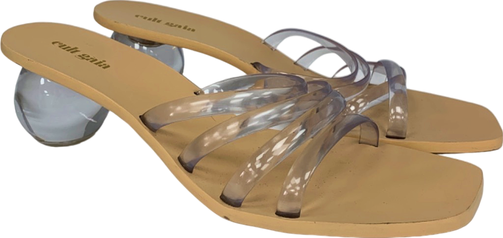 Cult Gaia Clear Transparent Mule Sandals with Glass Heel UK 7