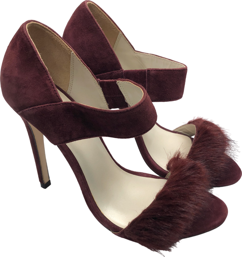 Karen Millen Brown Fur Trimmed Heeled Sandals UK 5 EU 38 👠