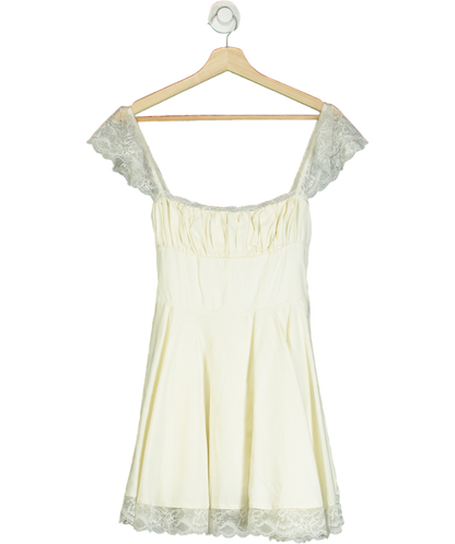 House of CB Cream Kaia Square-neck A-line Woven Mini Dress UK M