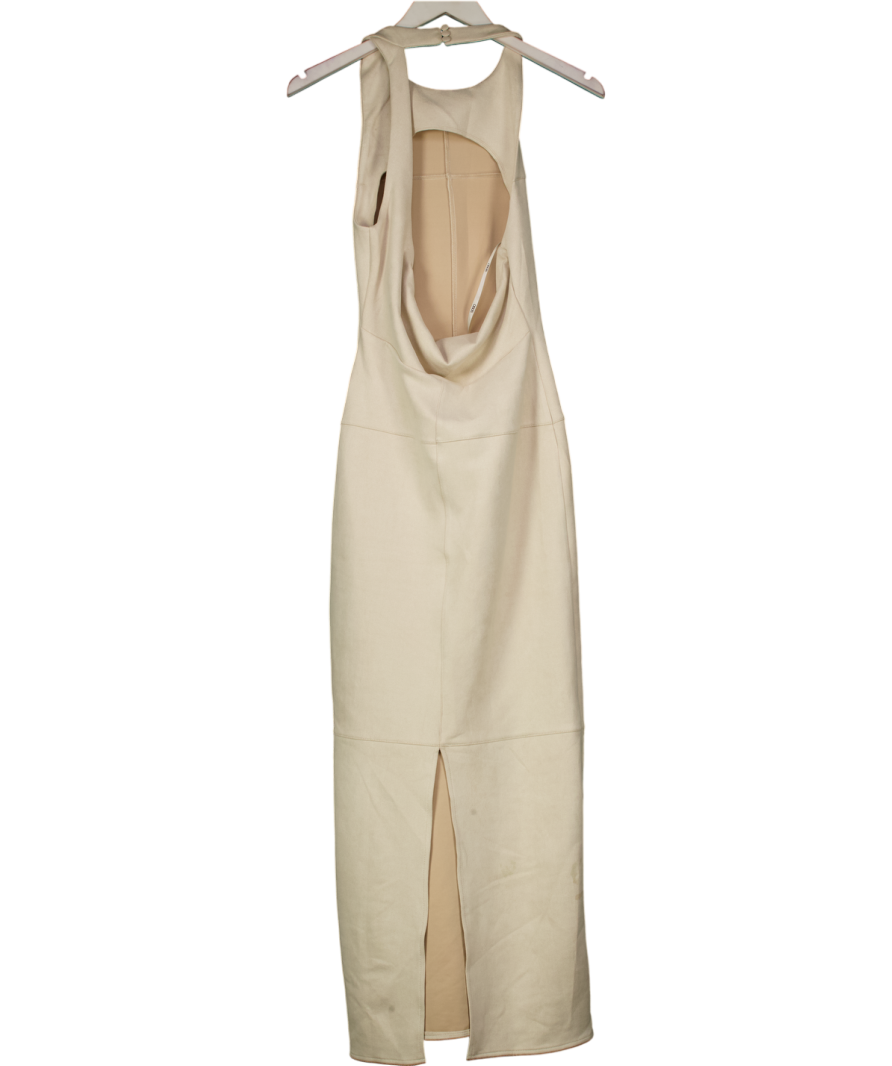 ASOS Cream Drape Back Suede Midi Dress UK 8