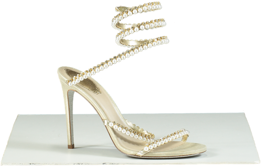 René Caovilla Cleo Pearl-Embellished Sandals UK 6 EU 39 👠