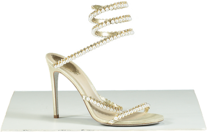 René Caovilla Cleo Pearl-Embellished Sandals UK 6 EU 39 👠