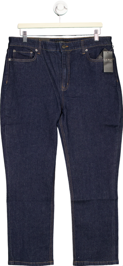 Ralph Lauren Dark Blue High-Rise Straight Ankle Jeans UK 18