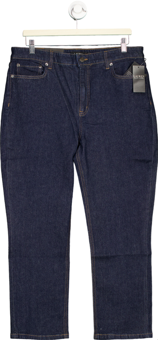 Ralph Lauren Dark Blue High-Rise Straight Ankle Jeans UK 18