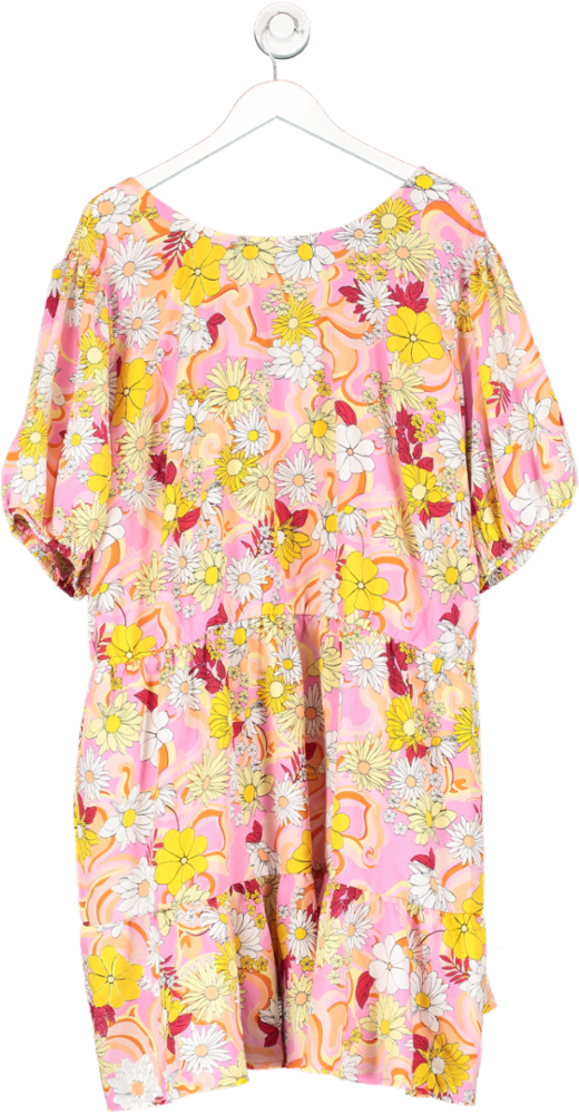 SimplyBe Pink Retro Floral Print Midi Dress UK 32