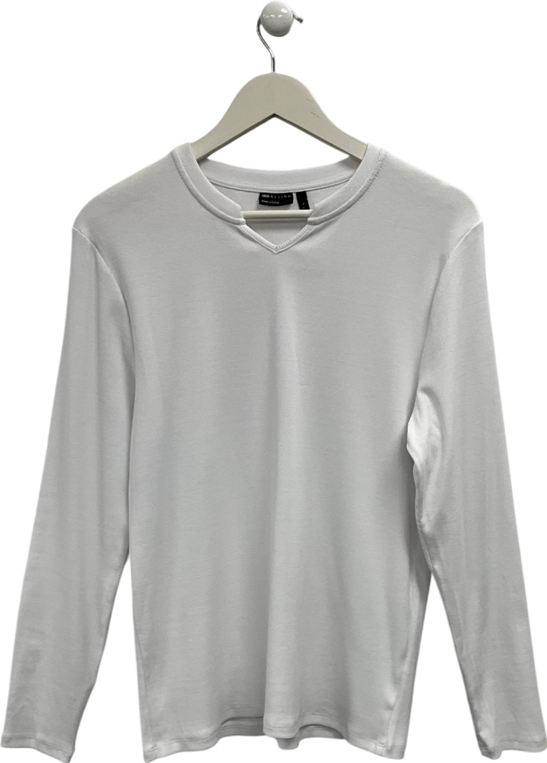 ASOS White Open Neck Long Sleeve Top UK L