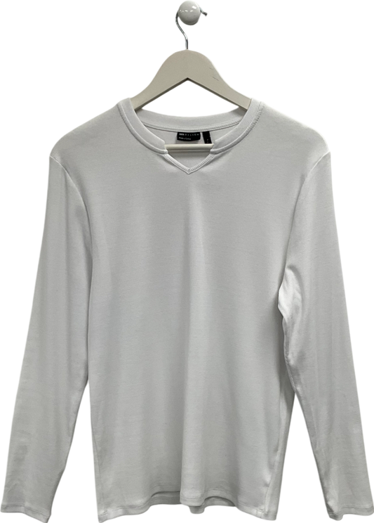 ASOS White Open Neck Long Sleeve Top UK L