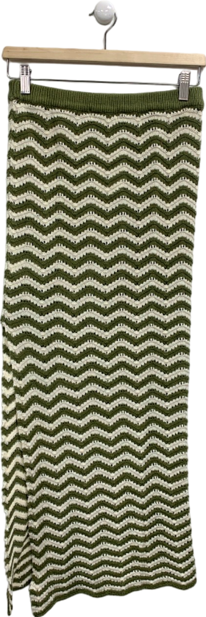 4th & Reckless Green Zigzag Knit Skirt UK 8