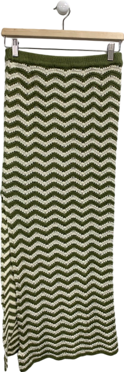 4th & Reckless Green Zigzag Knit Skirt UK 8