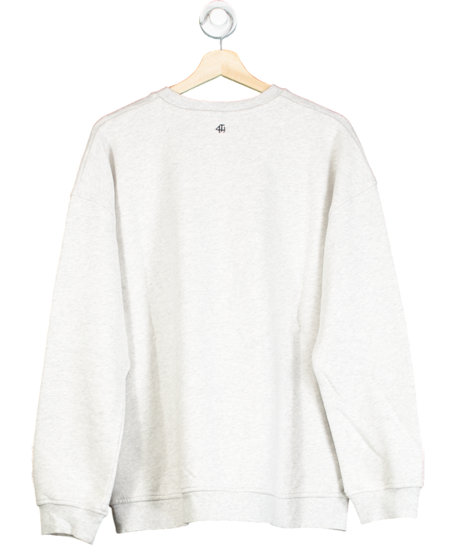 4th & Reckless Grey Fourth Slogan Classic Longline Sweatshirt- Jen UK M