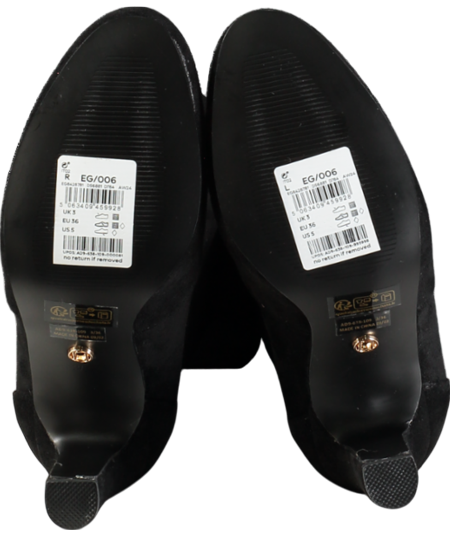 lipsy london Black Round Toe Faux-suede Boots UK 3 EU 36 👠