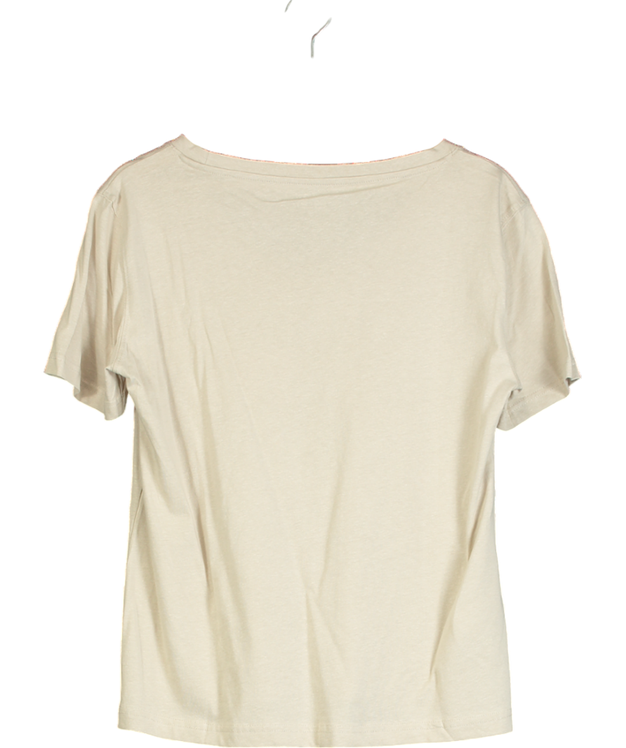 MANGO Beige Short-sleeved Cotton T-shirt UK L