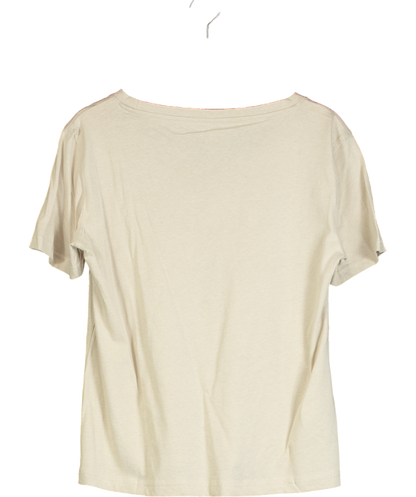 MANGO Beige Short-sleeved Cotton T-shirt UK L