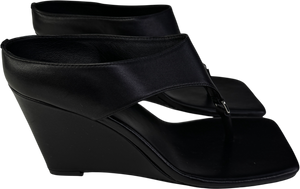 REBE Black Leather Yvie Wedge Heel UK 5 EU 38