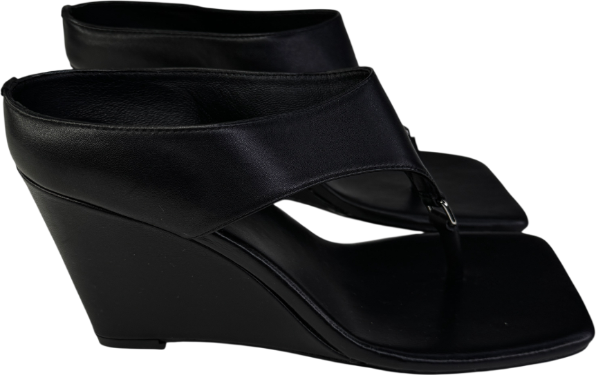 REBE Black Leather Yvie Wedge Heel UK 5 EU 38 👠