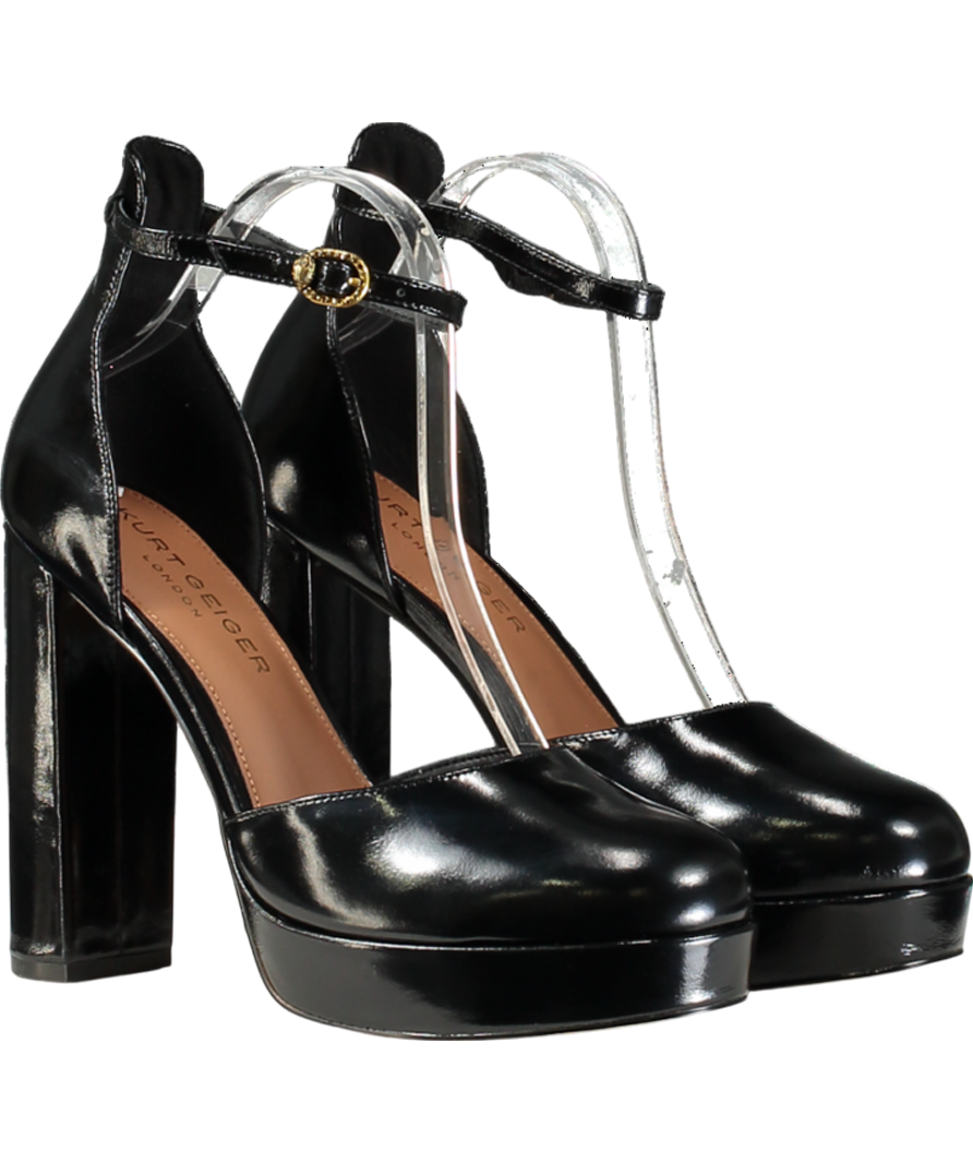Kurt Geiger Black Shoreditch Platform-heel Leather Courts UK 8 EU 41 👠