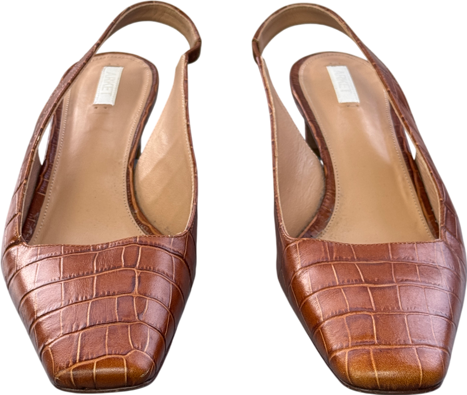 ARKET Tan Brown Square-toe Leather Slingbacks UK 6 EU 39 👠